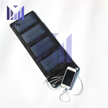 Солнечная панель мощностью 7 Вт 5,5 В, складная пластина из монокристаллического кремния, водонепроницаемая с адаптером USB-порта для кемпинга на открытом воздухе, пеших прогулок