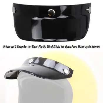 Универсальный козырек с 3 кнопками, откидывающийся от ветра, подходит для мотоциклетного шлема с открытым лицом, защита от ультрафиолета, Ветрозащитная замена лобового стекла R0h7