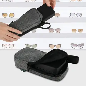 Футляр для очков, сумка для солнцезащитных очков, портативный дорожный защитный чехол, унисекс, чехол для солнцезащитных очков из искусственной кожи с сумкой для хранения, очки