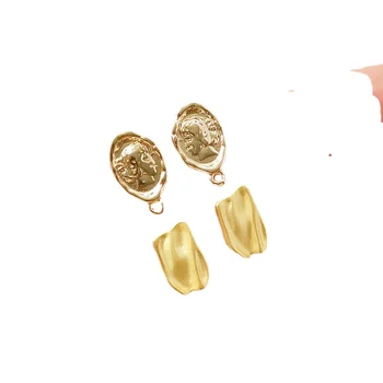1 Пара нового матового золота 14 карат, покрытого медью, с висячими серьгами для ушей Ручной работы, нерегулярные серьги 