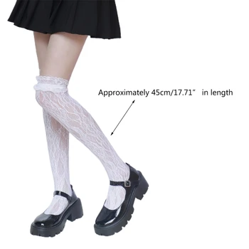 2023 Новые японские женские чулки до бедра для девочек, милые кружевные носки выше колена в сеточку с рисунком