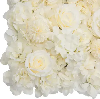 2шт 40 * 60 см Белый цветок Настенная Тарелка Набор Фон 3D Искусственный Шелк Цветок Роза Коврик Украшение Свадебная вечеринка Детский Душ для Новобрачных