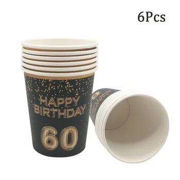 6шт 18 21 30 40 50 60 Лет С Днем Рождения Бумажные Тарелки Чашки для мужчин Женщин Взрослый День рождения Юбилей Свадебные принадлежности