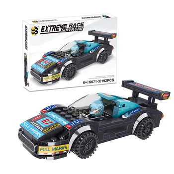 K071-3 Гоночные строительные блоки Шестисеточный автомобиль, Супер крутые гоночные строительные блоки, игрушка для мальчиков, Развивающие игрушки-головоломки