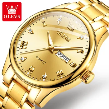 OLEVS 5563 Кварцевые мужские часы Водонепроницаемые светящиеся Мужские наручные часы из нержавеющей стали Роскошные модные деловые часы для мужчин