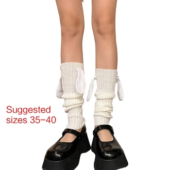 Грелка для ног с кроличьими ушками Y2K, трикотажные рукава для ног, мешковатые манжеты, носки на щиколотках, прямая поставка