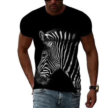 Летняя мужская футболка с рисунком зебры в стиле хип-хоп, 3D-принт, стильная одежда с коротким рукавом и круглым вырезом, Модная одежда