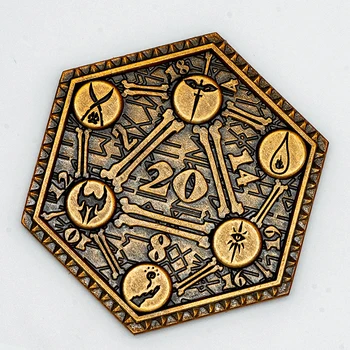 Металлическая памятная монета CRITALLIC 45 мм, шестиугольная двусторонняя монета D20 Creative Coins с металлическим покрытием для любителей RPG, D & D Игр