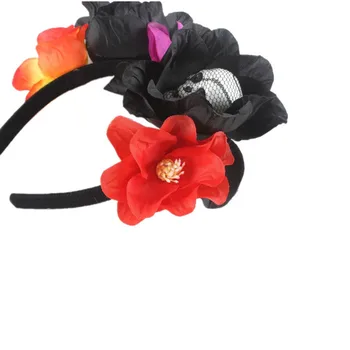 Новая цветочная повязка на голову на Хэллоуин, милые аксессуары для шаров с цветами, повязки для ролевых игр CinturóN De Cabello De Mujer