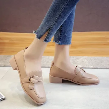 Новые весенне-осенние лоферы для женщин, повседневная обувь на плоской подошве с квадратным носком, уличная обувь для прогулок, повседневная и удобная обувь на плоской подошве