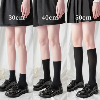 Новые женские бархатные носки до икр, Летние Тонкие дышащие носки средней длины, Женские осенние гольфы выше колена 