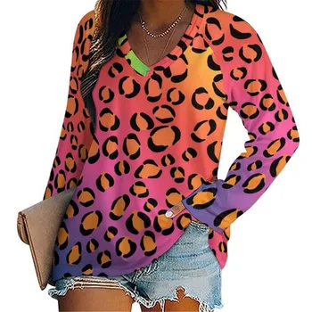 Осенне Зимняя женская футболка с разноцветными полосками и принтом в стиле пэчворк, длинный рукав, повседневная Спортивная пляжная одежда, V-образный вырез, обычная геометрическая форма.