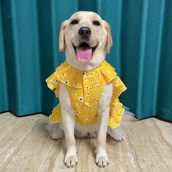 Платье для большой собаки с цветочным рисунком, милая летняя одежда для собак среднего размера, юбка для самоеда, Хаски, лабрадора, Золотистого ретривера, юбка для домашних животных
