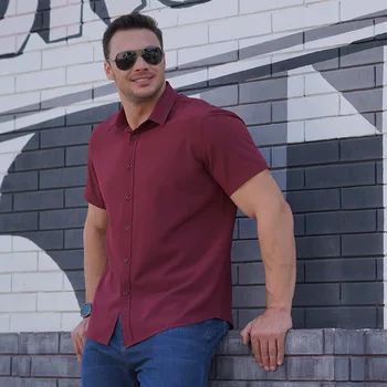 Рубашки Оверсайз для мужчин, Летняя Тонкая Повседневная свободная рубашка большого размера, деловая рубашка большого размера с коротким рукавом, однотонные топы 68-175 кг