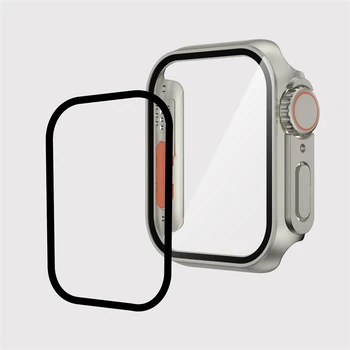 Стеклянный Чехол Для Apple Watch 8 7 45/41/44/40 мм Защитная крышка Экрана Сменная Ultra Bumper Для Iwatch Series 4 5 6 Se Аксессуары