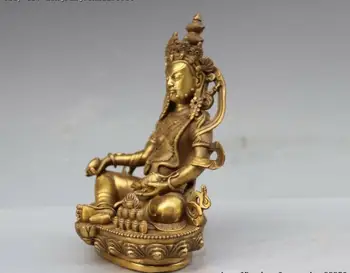 Тибетский буддизм Латунь Медь Желтый Джамбала Маммона Статуя Бога богатства Будды