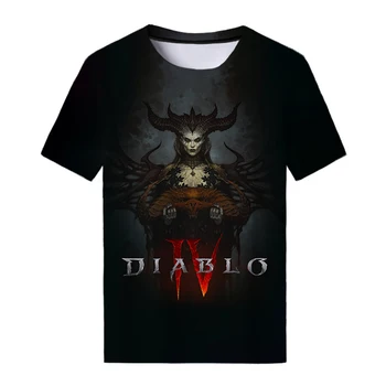 Футболки с новой игрой Diablo 4 Для мужчин и женщин, повседневная модная уличная одежда с 3D-принтом, Футболки с коротким рукавом, детские футболки, Топы оверсайз, одежда