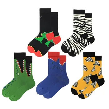 Хлопчатобумажные носки с креативным рисунком в виде разноцветных животных гетры нижнее белье для женщин